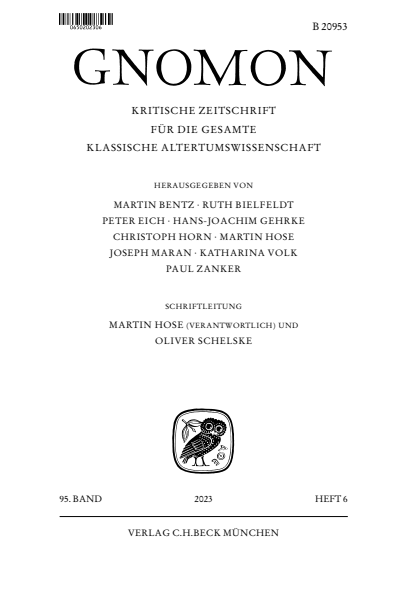 Cover of Volume: Gnomon Volume 95 (2023), Edition 6