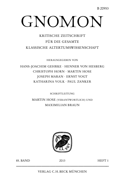 Cover of Volume: Gnomon Volume 85 (2013), Edition 1