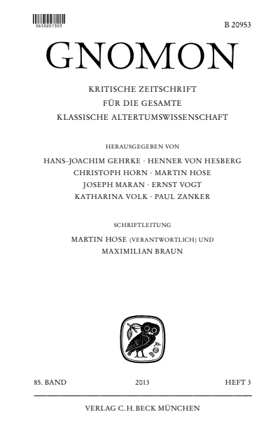 Cover of Volume: Gnomon Volume 85 (2013), Edition 3