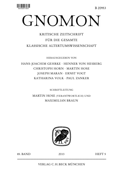 Cover of Volume: Gnomon Volume 85 (2013), Edition 5