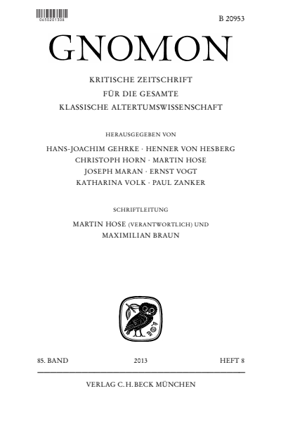 Cover of Volume: Gnomon Volume 85 (2013), Edition 8