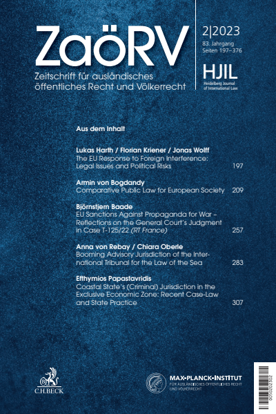 Cover of Volume: Zeitschrift für ausländisches öffentliches Recht und Völkerrecht / Heidelberg Journal of International Law Volume 83 (2023), Edition 2