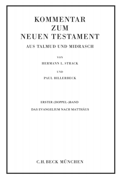 Cover des Buchs: Kommentar zum Neuen Testament aus Talmud und Midrasch Bd. 1: Das Evangelium nach Matthäus