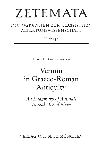 Cover des Buchs: Vermin in Graeco-Roman Antiquity