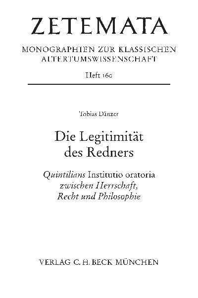 Cover of book: Die Legitimität des Redners