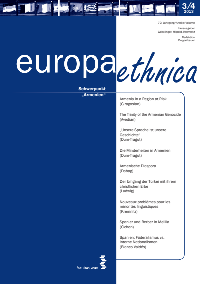 Cover der Ausgabe: europa ethnica Jahrgang 70 (2013), Heft 3-4