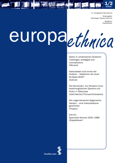 Cover der Ausgabe: europa ethnica Jahrgang 71 (2014), Heft 1-2