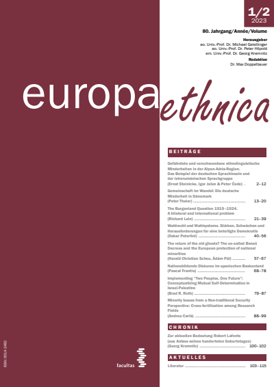 Cover of Volume: europa ethnica Volume 80 (2023), Edition 1-2