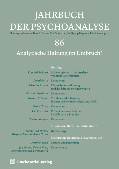Cover der Ausgabe: Jahrbuch der Psychoanalyse Jahrgang 64 (2023), Heft 1