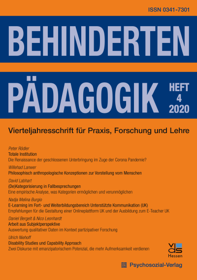Cover of Volume: Behindertenpädagogik Volume 59 (2020), Edition 4