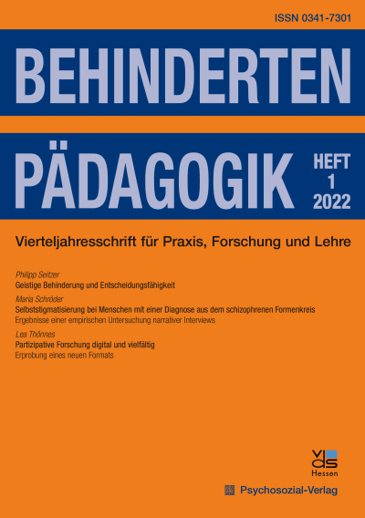 Cover der Ausgabe: Behindertenpädagogik Jahrgang 61 (2022), Heft 1