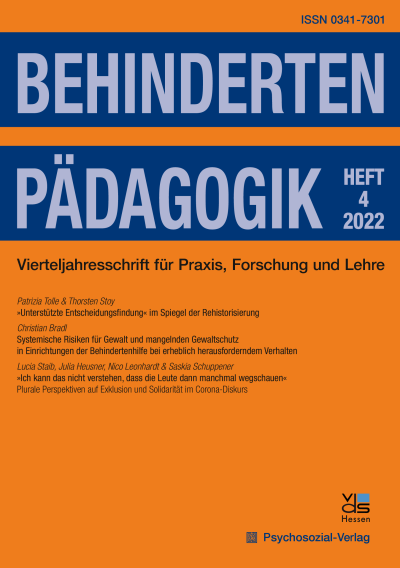 Cover der Ausgabe: Behindertenpädagogik Jahrgang 61 (2022), Heft 4