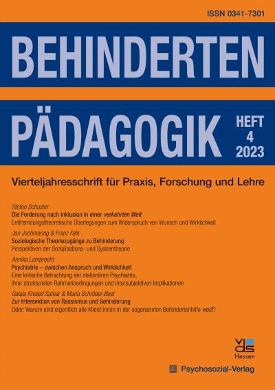 Cover der Ausgabe: Behindertenpädagogik Jahrgang 62 (2023), Heft 4