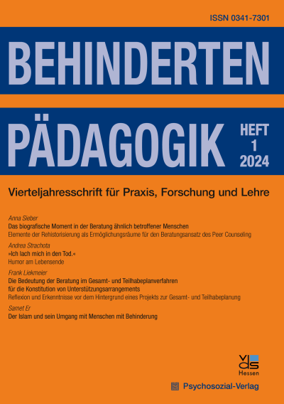 Cover der Ausgabe: Behindertenpädagogik Jahrgang 63 (2024), Heft 1