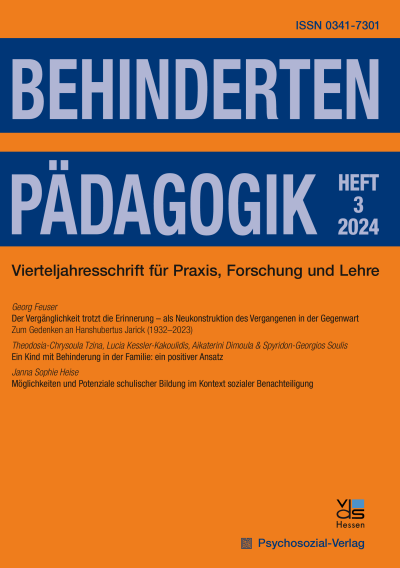 Cover der Ausgabe: Behindertenpädagogik Jahrgang 63 (2024), Heft 3