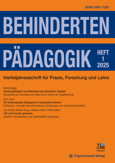 Cover der Ausgabe: Behindertenpädagogik Jahrgang 64 (2025), Heft 1