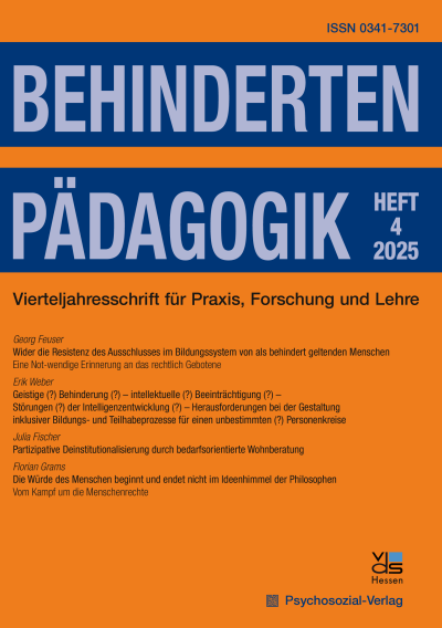 Cover der Ausgabe: Behindertenpädagogik Jahrgang 64 (2025), Heft 4
