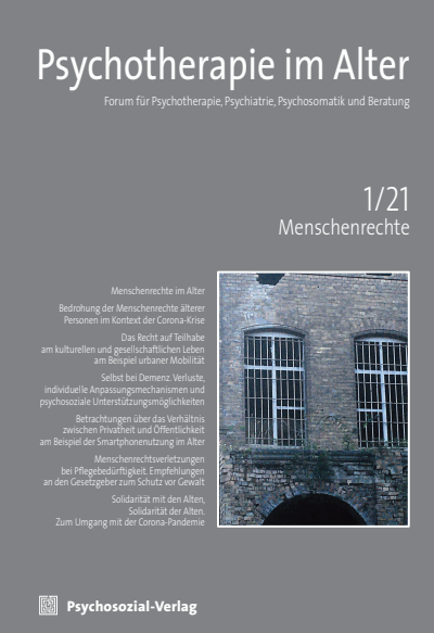 Cover der Ausgabe: Psychotherapie im Alter Jahrgang 18 (2021), Heft 1
