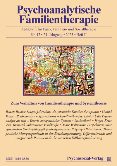 Cover der Ausgabe: Psychoanalytische Familientherapie Jahrgang 24 (2023), Heft 2