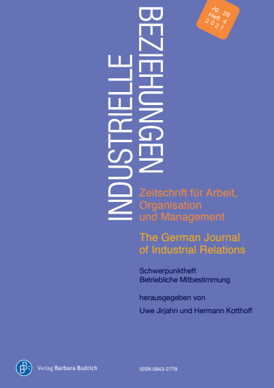 Cover der Ausgabe: Industrielle Beziehungen Jahrgang 28 (2021), Heft 4