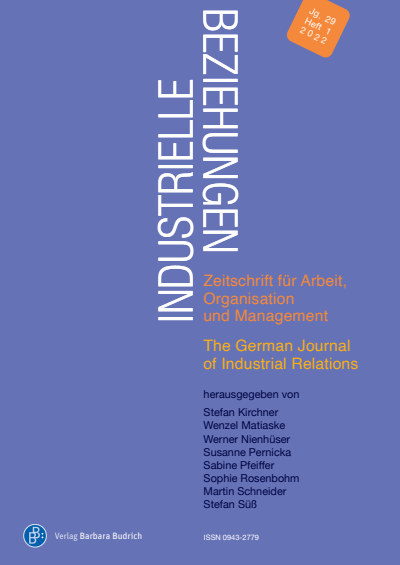 Cover der Ausgabe: Industrielle Beziehungen Jahrgang 29 (2022), Heft 1