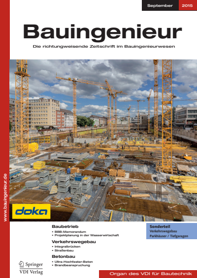 Cover of Volume: Bauingenieur Volume 90 (2015), Edition 09