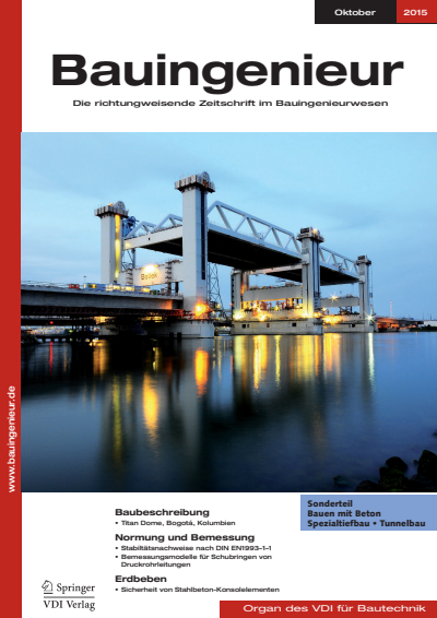 Cover der Ausgabe: Bauingenieur Jahrgang 90 (2015), Heft 10