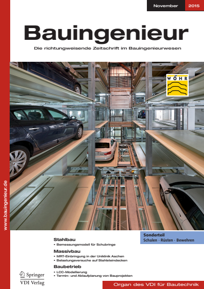 Cover der Ausgabe: Bauingenieur Jahrgang 90 (2015), Heft 11