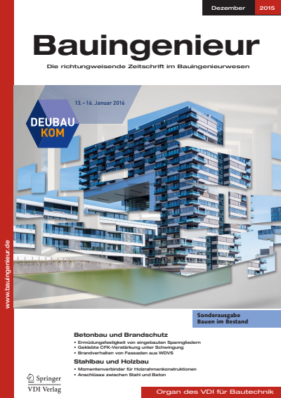 Cover der Ausgabe: Bauingenieur Jahrgang 90 (2015), Heft 12
