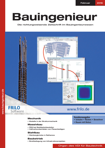 Cover der Ausgabe: Bauingenieur Jahrgang 91 (2016), Heft 02