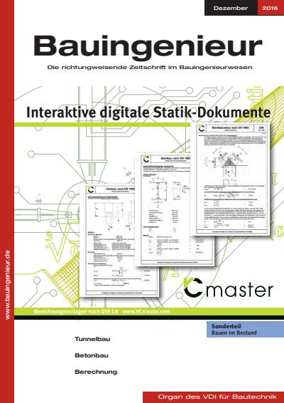 Cover der Ausgabe: Bauingenieur Jahrgang 91 (2016), Heft 12