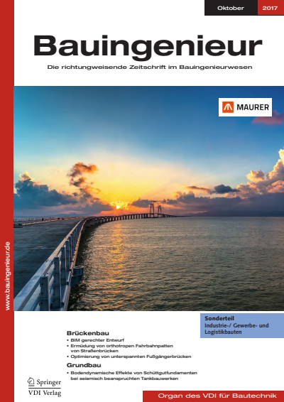 Cover der Ausgabe: Bauingenieur Jahrgang 92 (2017), Heft 10