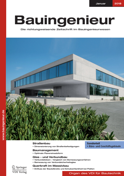 Cover der Ausgabe: Bauingenieur Jahrgang 93 (2018), Heft 01