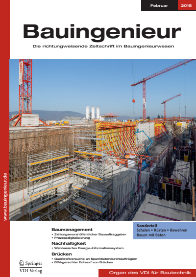 Cover der Ausgabe: Bauingenieur Jahrgang 93 (2018), Heft 02