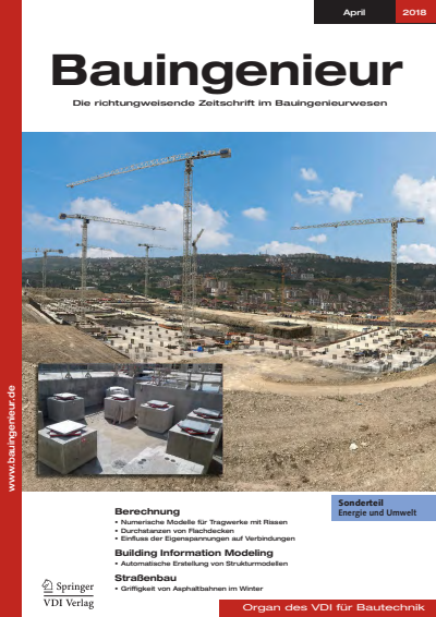 Cover der Ausgabe: Bauingenieur Jahrgang 93 (2018), Heft 04