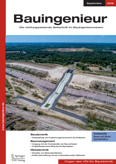 Cover of Volume: Bauingenieur Volume 93 (2018), Edition 09