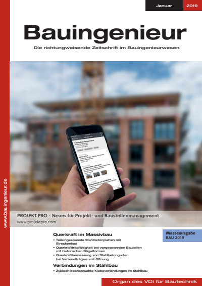 Cover of Volume: Bauingenieur Volume 94 (2019), Edition 01