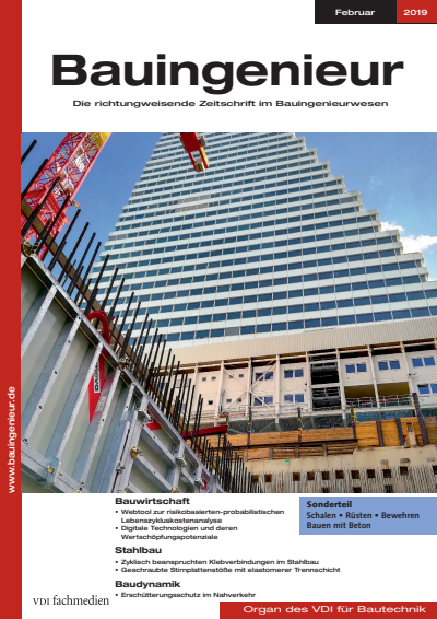 Cover der Ausgabe: Bauingenieur Jahrgang 94 (2019), Heft 02