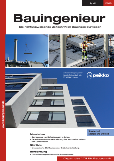 Cover der Ausgabe: Bauingenieur Jahrgang 94 (2019), Heft 04