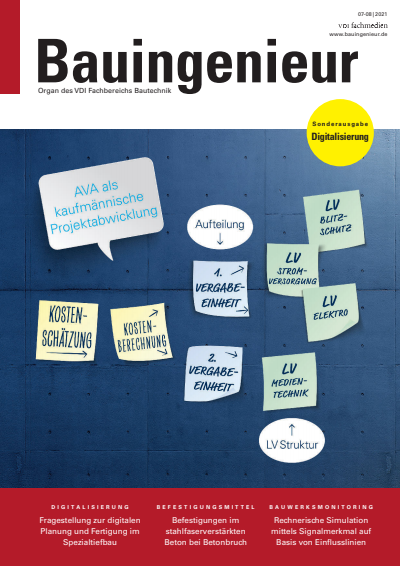 Cover der Ausgabe: Bauingenieur Jahrgang 96 (2021), Heft 07-08