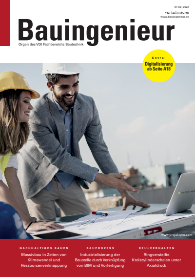 Cover der Ausgabe: Bauingenieur Jahrgang 97 (2022), Heft 01-02
