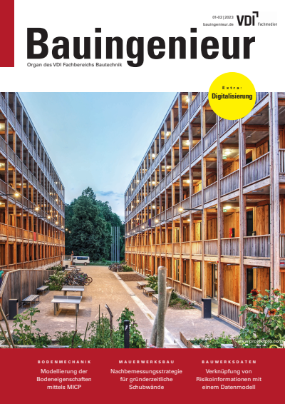 Cover der Ausgabe: Bauingenieur Jahrgang 98 (2023), Heft 01-02