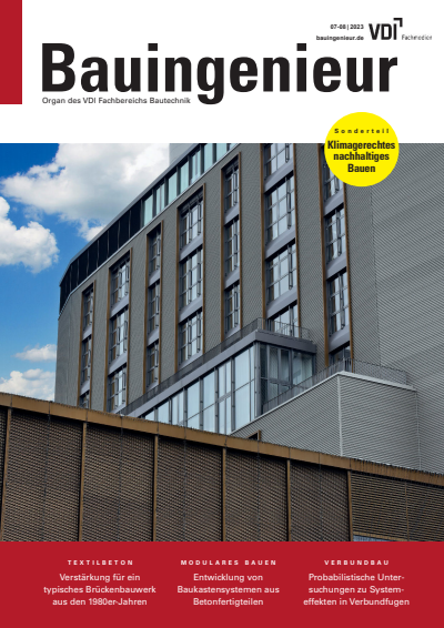 Cover der Ausgabe: Bauingenieur Jahrgang 98 (2023), Heft 07-08