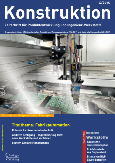 Cover der Ausgabe: Konstruktion Jahrgang 67 (2015), Heft 04