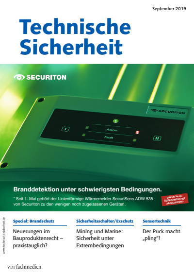 Cover der Ausgabe: Technische Sicherheit Jahrgang 9 (2019), Heft 09