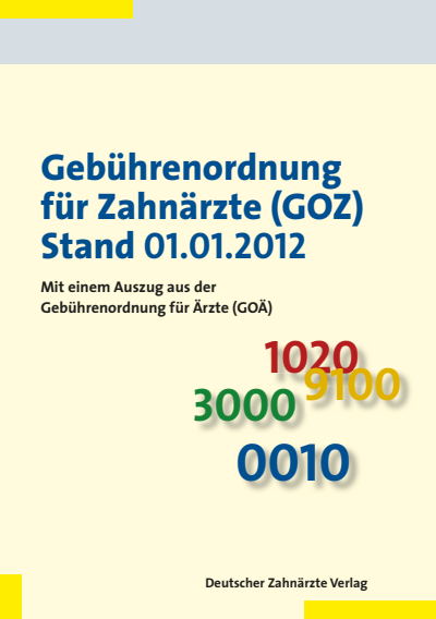 Cover des Buchs: Gebührenordnung für Zahnärzte (GOZ), Stand 01.01.2012