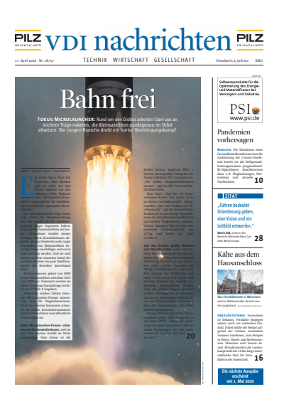 Cover of Volume: VDI nachrichten Volume 74 (2020), Edition 16-17