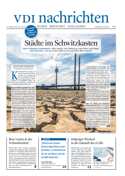 Cover der Ausgabe: VDI nachrichten Jahrgang 74 (2020), Heft 34-35