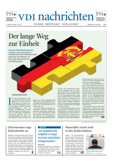 Cover der Ausgabe: VDI nachrichten Jahrgang 74 (2020), Heft 40