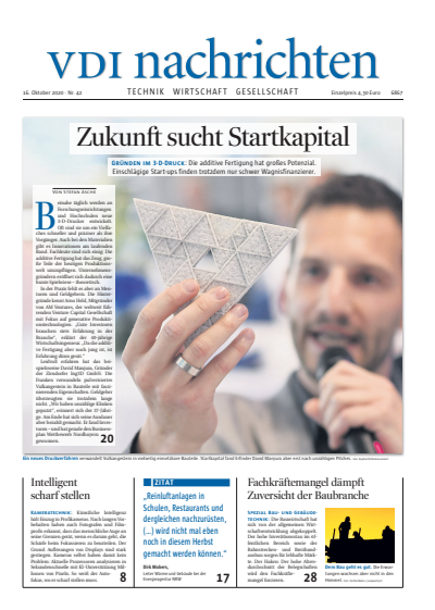 Cover der Ausgabe: VDI nachrichten Jahrgang 74 (2020), Heft 42